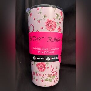 Betsey Johnson Pink Rose Floral Insulated Tumbler 17oz Stainless Steel